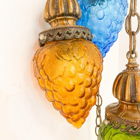 Rare Vintage Midcentury Grape Swag Light Fixture - Picture 8 of 11